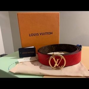 Louis Vuitton Circle 35MM Reversible Brown Monogram and Poppy Red